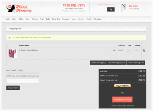 Sex Toy Shopping Basket